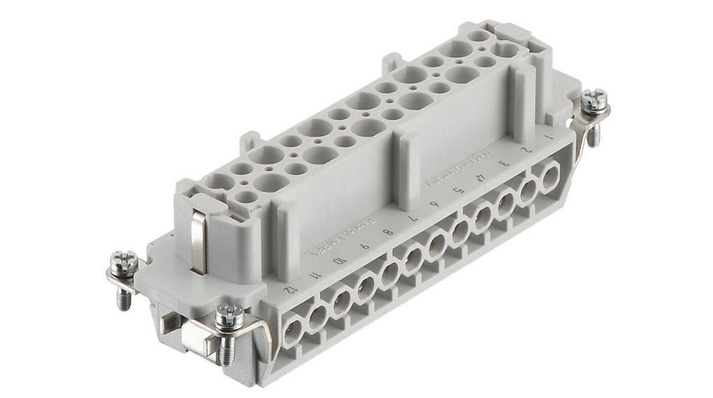 Zwaar uitgevoerde connector-contactdrager, Aansluiting, 24B, Schroefaansluiting, Posities - 24